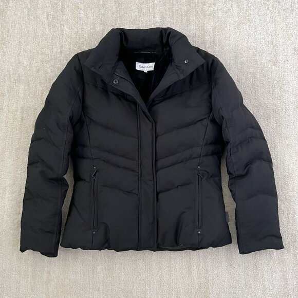 Calvin Klein Duck Down Black Short Winter Puffer Coat M - Picture 1 of 11